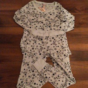 Victoria's Secret logo Small Lt. GRAY cotton pj set NWT stretchy long underwear